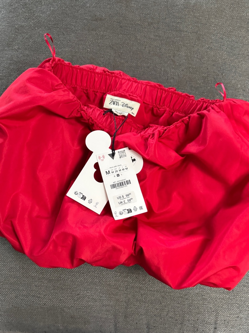 Disney Zara Red Bubble Mini Skirt